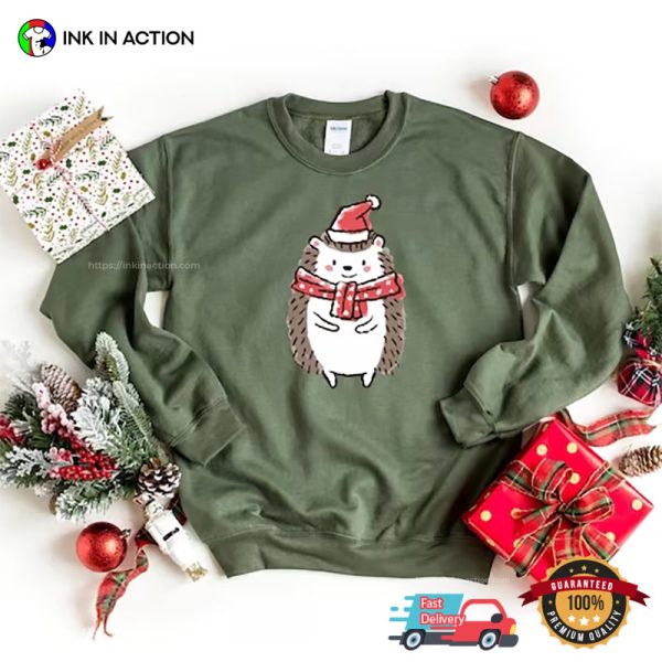 Cute Hedgehog Santa Claus Merry Xmas Shirt