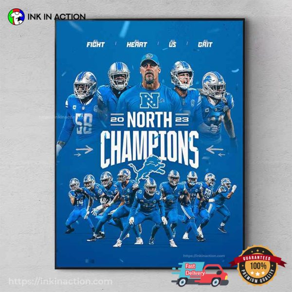 Detroit Lions NFl Champions 2023 Football Team All In Playoff Poster