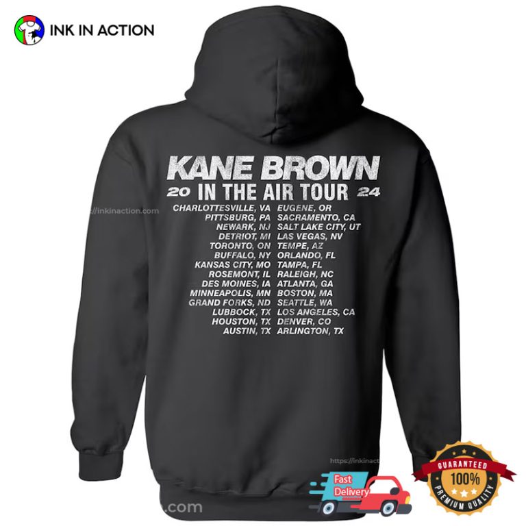 Kane Brown Tour 2024 In The Air Schedules Music Tshirt Print your