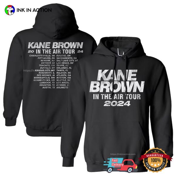 Kane Brown Tour 2024 In The Air Schedules Music T-shirt