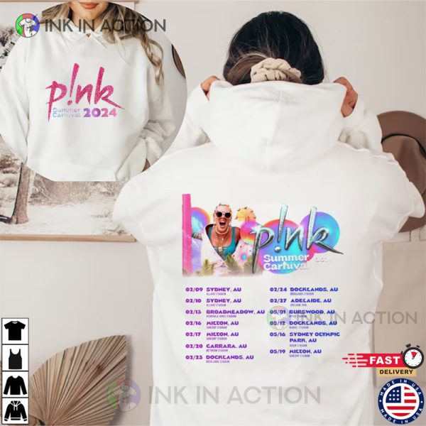 Pink Carnival Tour 2024 Shedules 2 Sided Tee, P!nk Merch