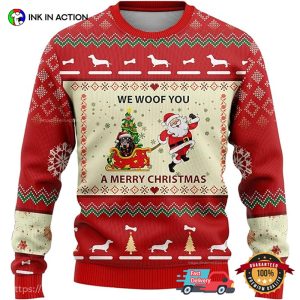 santa claus reindeer We Woof You Ugly Christmas Sweaters 4