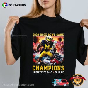 2024 Rose Bowl Game Champions Undefeated Michigan Wolverines Mascot T Shirt 3