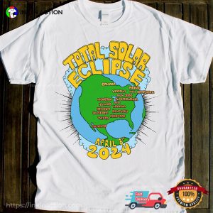 8th April Solar Eclipse 2024 USA Totality Path Map T-Shirt