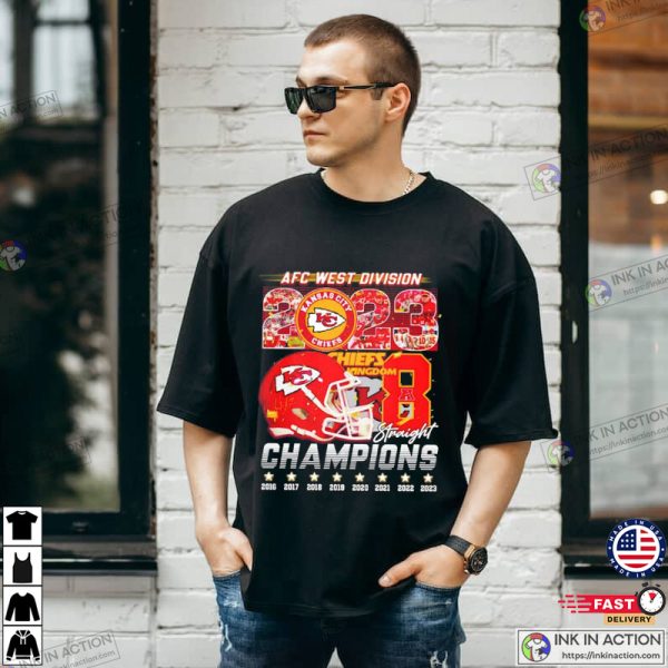 AFC West Division Champs 8 Traight Years 2016 2023 Chiefs Kingdom T-Shirt