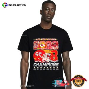 AFC West Division Champs 8 Traight Years 2016 2023 Chiefs Kingdom T Shirt 3
