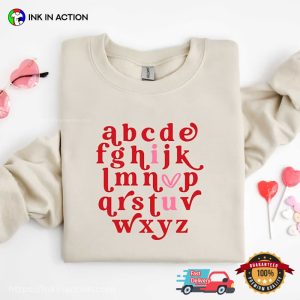 Aphabet I Love U T Shirt, lovers day gift 2