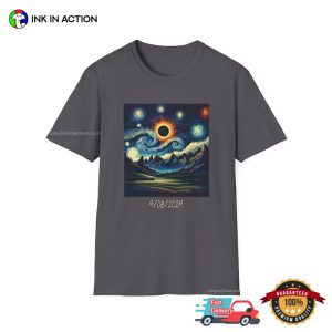 April 8th 2024 total solar eclipse path Starry Night Art T Shirt 3