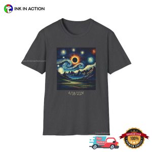 April 8th 2024 total solar eclipse path Starry Night Art T Shirt 4