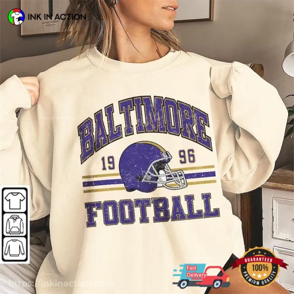 Baltimore Football 1996 Vintage Tee, NFL Baltimore Ravens Merch