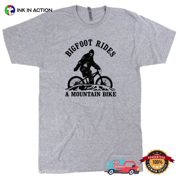 Bigfoot Rides A Mountain Bike Funny Bicycle Shirts