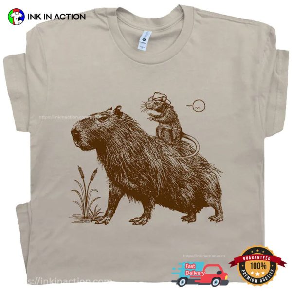 Cowboys Rat Ride Capybara Funny Animal T-Shirt