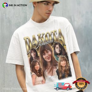 Dakota Johnson Highlight Collage Retro 90s T Shirt, dakota johnson marvel 2