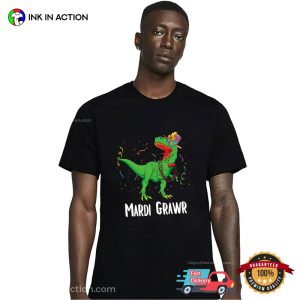 Dinosaur Mardi Grawr Funny Mardi Gra Tuesday T-Shirt