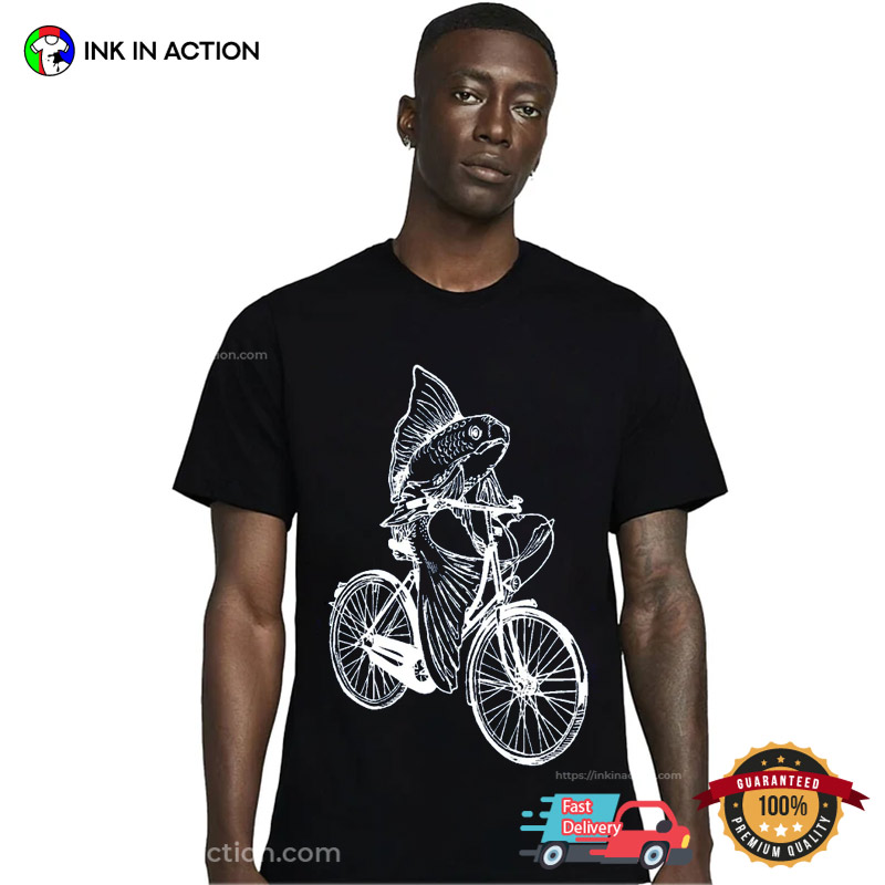 Fish On A Bicycle Funny Cycling T-shirts