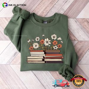 Flowers And Books, Book Club Tee, gifts for readers 1