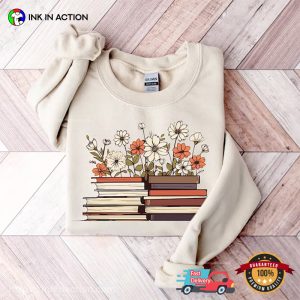 Flowers And Books, Book Club Tee, gifts for readers 2