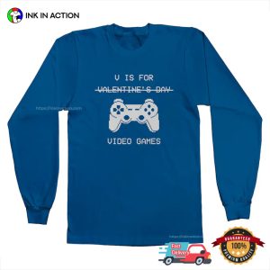 Funny Anti Valentine's Day V Is For Video Games Tee 2