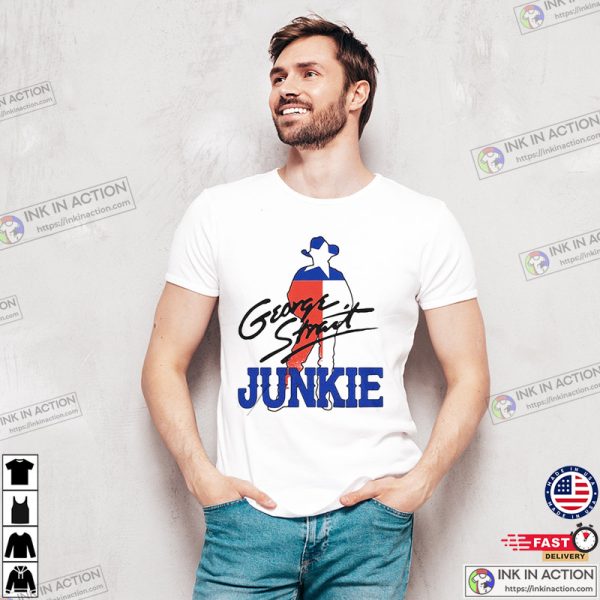 George Strait Junkie USA Flag Signature T-Shirt, George Strait 2024 Merch