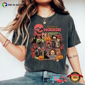 Halloween Horror Night Horror Movie Charaters Comfort Colors Tee 4