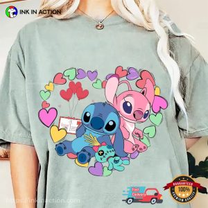 Happy Valentine’s Day Disney Stitch And Angel Comfort Colors T-Shirt