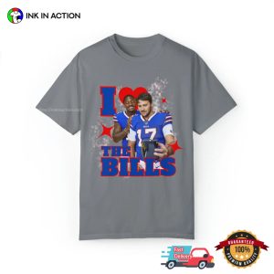I Love the Bills Josh Allen And Stefon Diggs Selfy Funny Tee 1