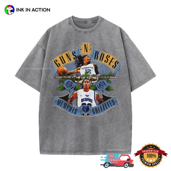 Ja Morant & Derrick Rose Guns N Roses Vintage Memphis Grizzlies T-Shirt, Vancouver Grizzlies Basketball Merch
