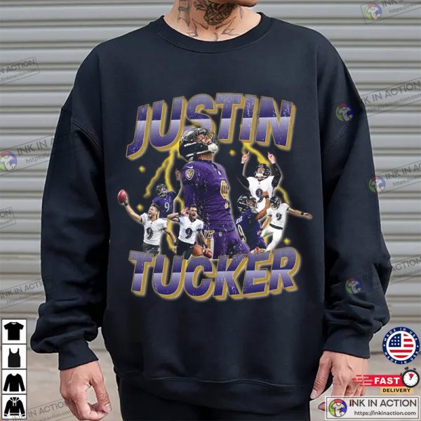 Justin Tucker Vintage 90’s Style T-Shirt, NFL Baltimore Ravens Merch