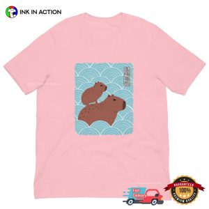 Kawaii Capybaras Ride Art Japan T Shirt 1