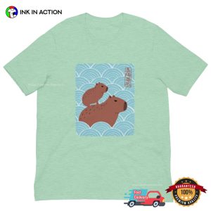 Kawaii Capybaras Ride Art Japan T Shirt 2