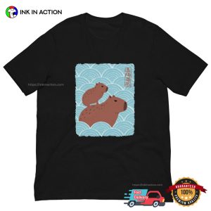 Kawaii Capybaras Ride Art Japan T Shirt 3