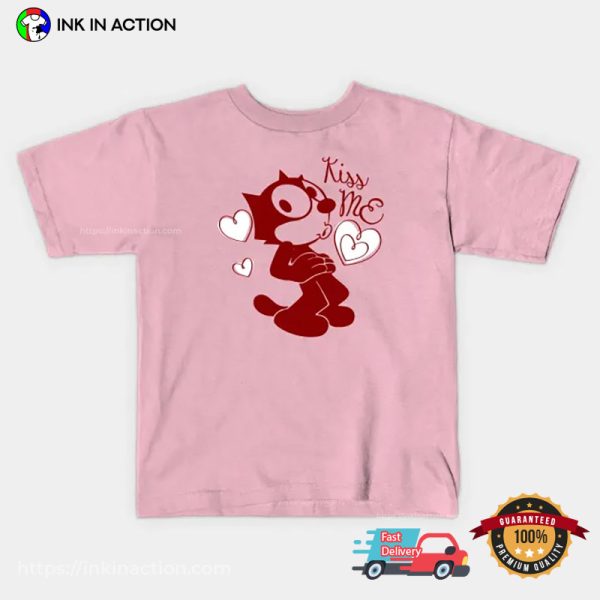 Kiss Me Valentine Felix The Cat Tee