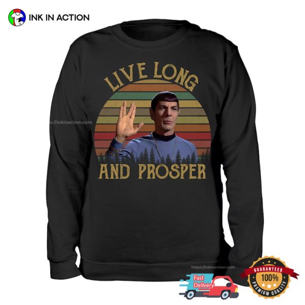Live Long And Prosper Spock Retro Vintage Star Trek Shirt