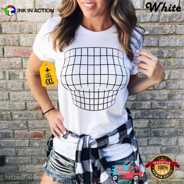 Magnified Chest Optical Illusion Grid Funny Big Boob T-shirt