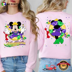 Mardi Gras fat tuesday Intro Minnie Mouse Disneyland Trip 2 Sided T Shirt