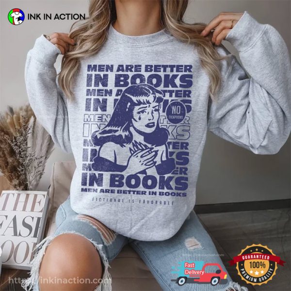 Men Are Better In Books No Exception Vintage Romance Art T-Shirt