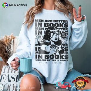 Men Are Better In Books No Exception Vintage Romance Art T Shirt 3