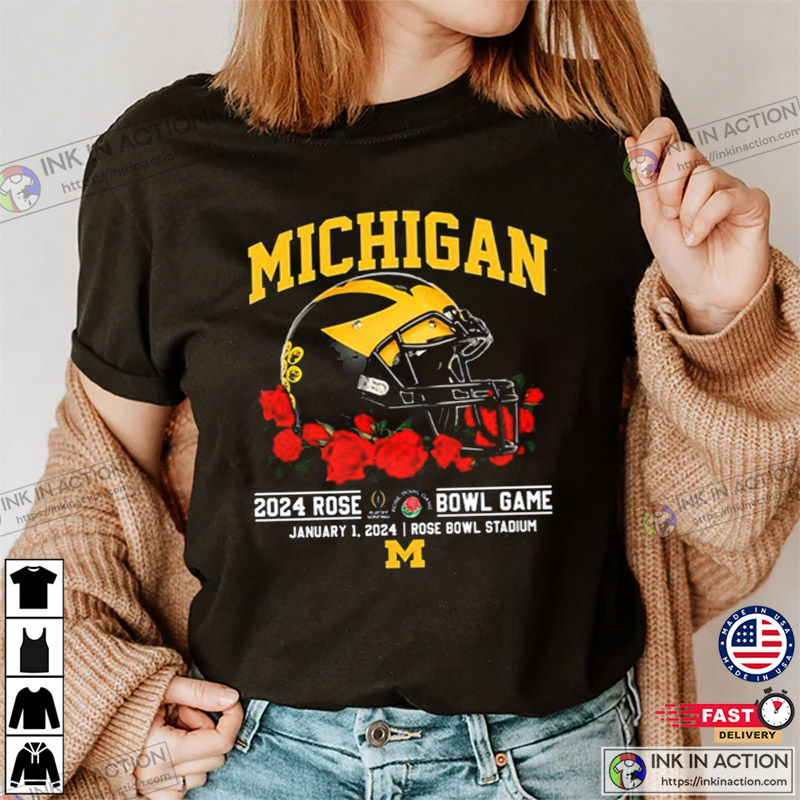 Michigan Helmet Rose Bowl 2024 Football T-Shirt