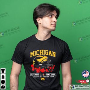 Michigan Helmet Rose Bowl 2024 Football T Shirt 2