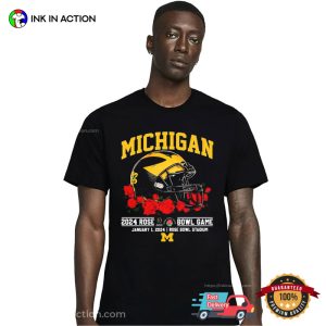 Michigan Helmet Rose Bowl 2024 Football T Shirt 3