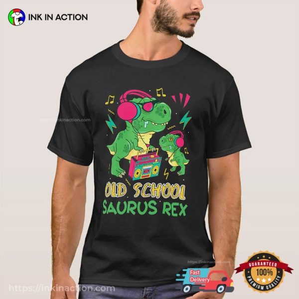 Old School Saurus Rex Dinosaur 80s Stereo Vibe T-Shirt