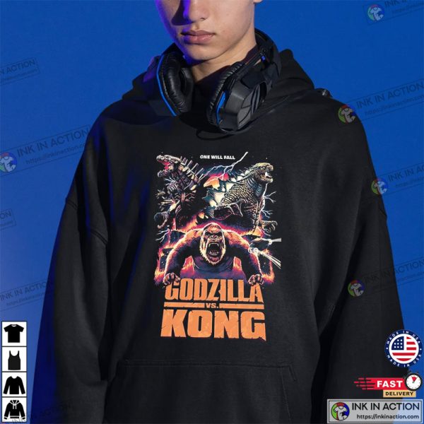 One Will Fall Godzilla Vs King Kong Movie 90s T-shirt