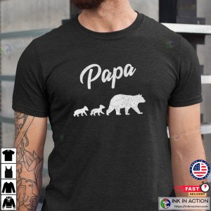 Papa Bear Two Cubs Cute twins dad T Shirt 1