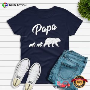 Papa Bear Two Cubs Cute twins dad T Shirt 4