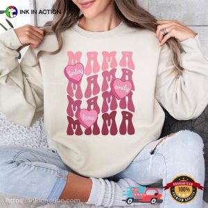 Personalized Mama And Childrens Hearts T Shirt