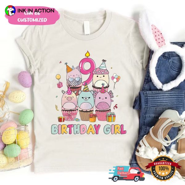 Personalized Squishmallow Cupcake Birthday Girl Tee