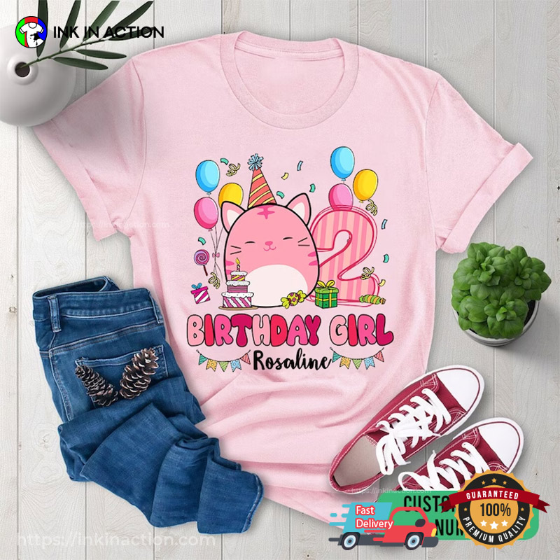 Personalized Squishmallow Tiger Birthday Girl Tee