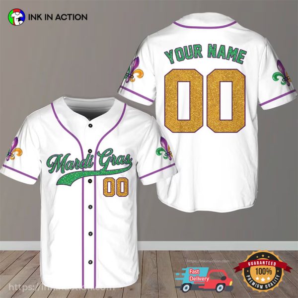 Personalized Carnival Mardi Gras Baseball Jersey No.4