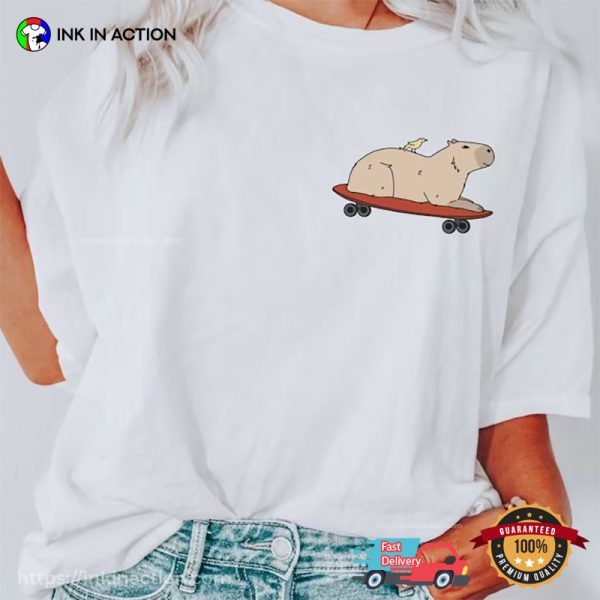 Roller Skating Cute Capybara Tee