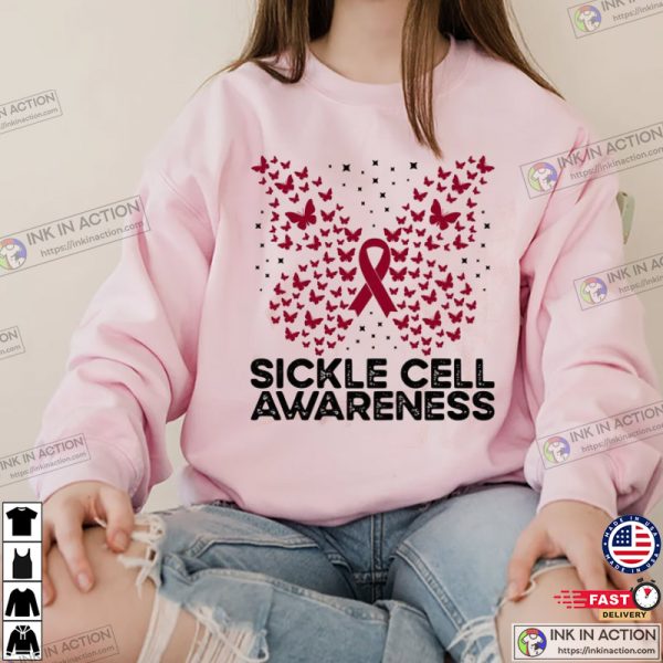 Sickle Cell Awareness Butterfly Ribbons T-Shirt